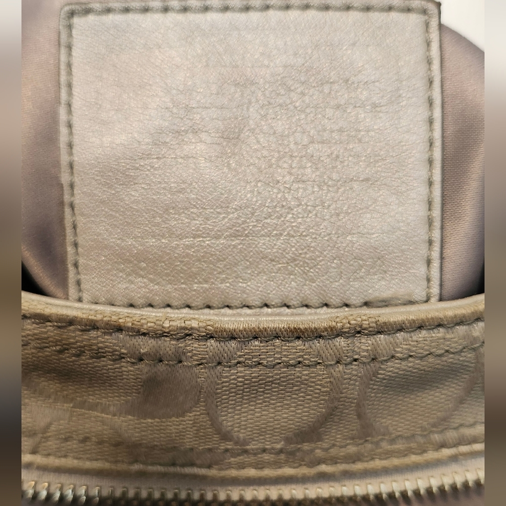 Coach Shoulder Bag Gray Monogram With Leather Circles Hobo - Picture 14 of 16